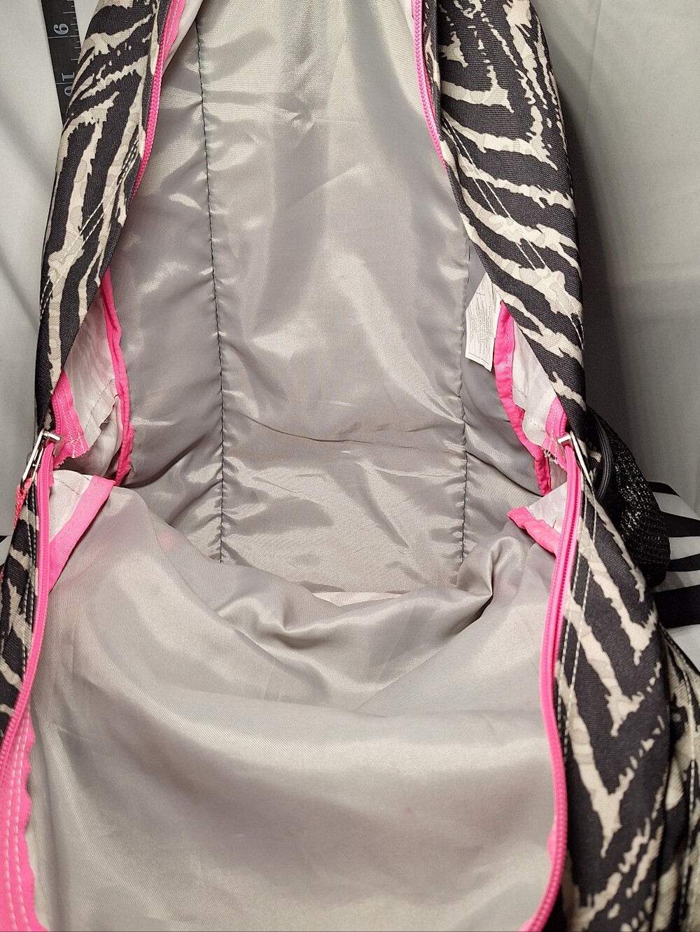 Jansport Backpack, Zebra Stripes, Black & Grey With Pink Accents - Picture 7 of 13